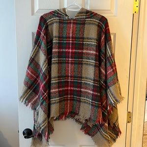 Plaid poncho